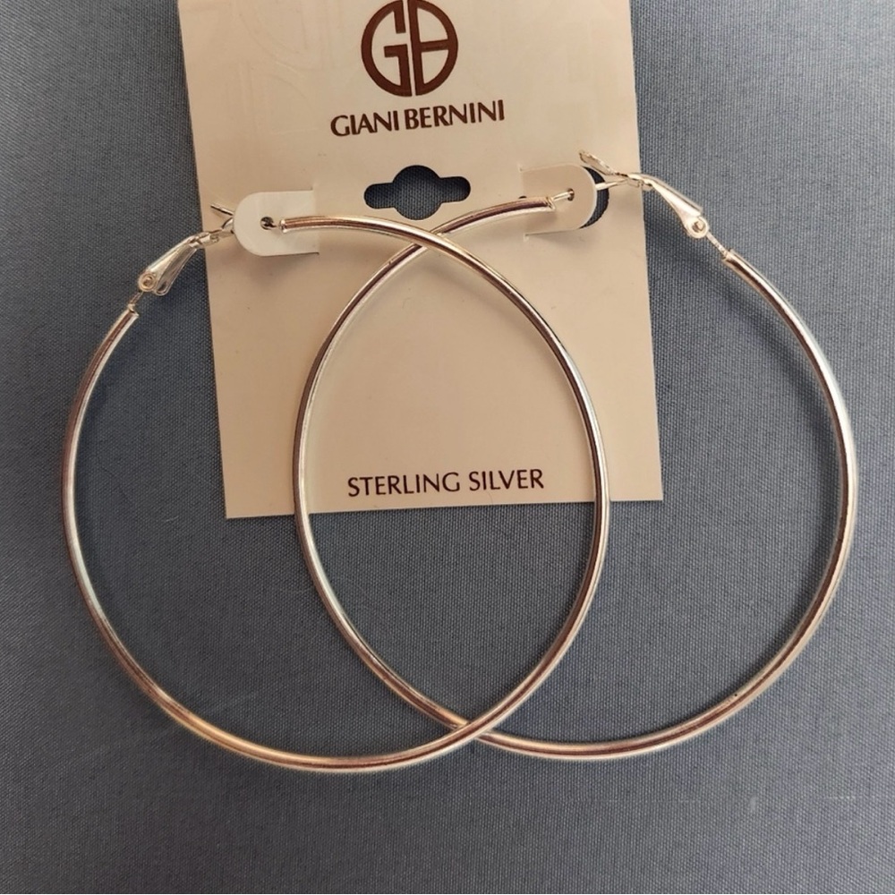 70mm Large lightweight Sterling Silver Hoop Earrings